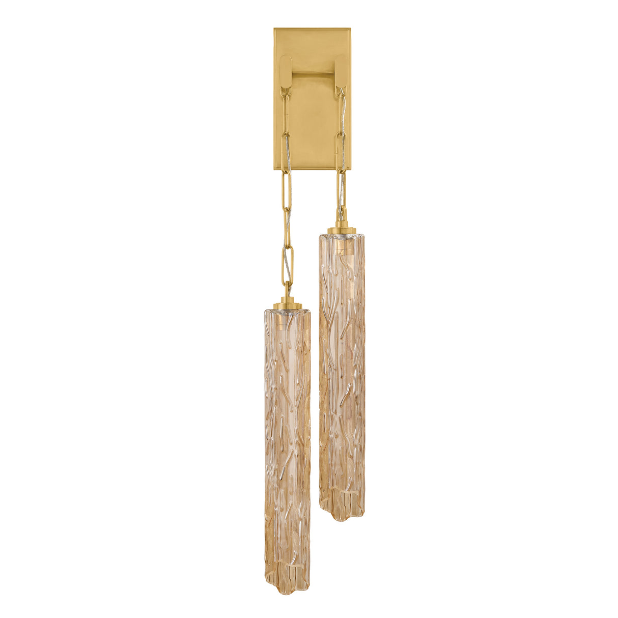 Florencea LED Wall Sconce 34", Vintage Brass and Champagne Glass