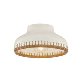 Nadira Semi-Flush 11", Cream, Rattan, and Aged Brass
