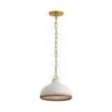Nadira Small Pendant 11", Cream, Rattan, and Aged Brass