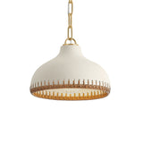 Nadira Small Pendant 11", Cream, Rattan, and Aged Brass