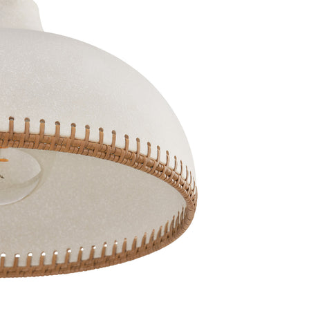 Nadira Medium Pendant 16", Cream, Rattan, and Aged Brass