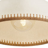 Nadira Medium Pendant 16", Cream, Rattan, and Aged Brass