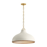 Nadira Large Pendant 21", Cream, Rattan, and Aged Brass