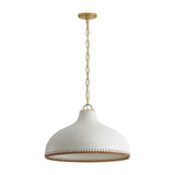 Nadira Large Pendant 21", Cream, Rattan, and Aged Brass