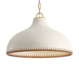 Nadira Large Pendant 21", Cream, Rattan, and Aged Brass
