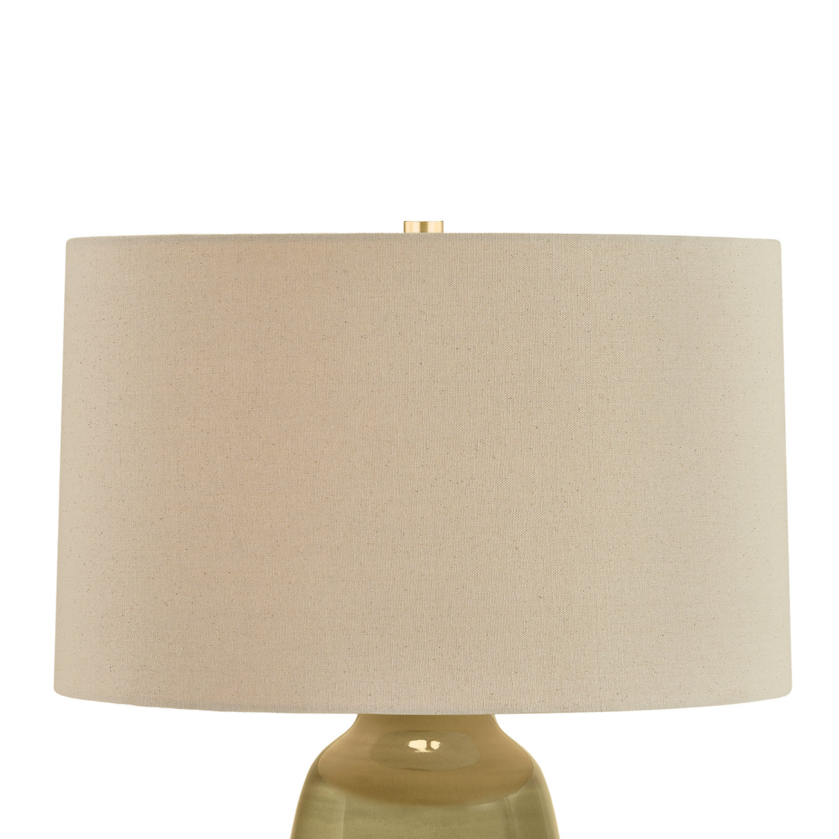 Prunella Table Lamp 27", Glossy Olive Glaze and Wheat Linen