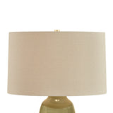Prunella Table Lamp 27", Glossy Olive Glaze and Wheat Linen