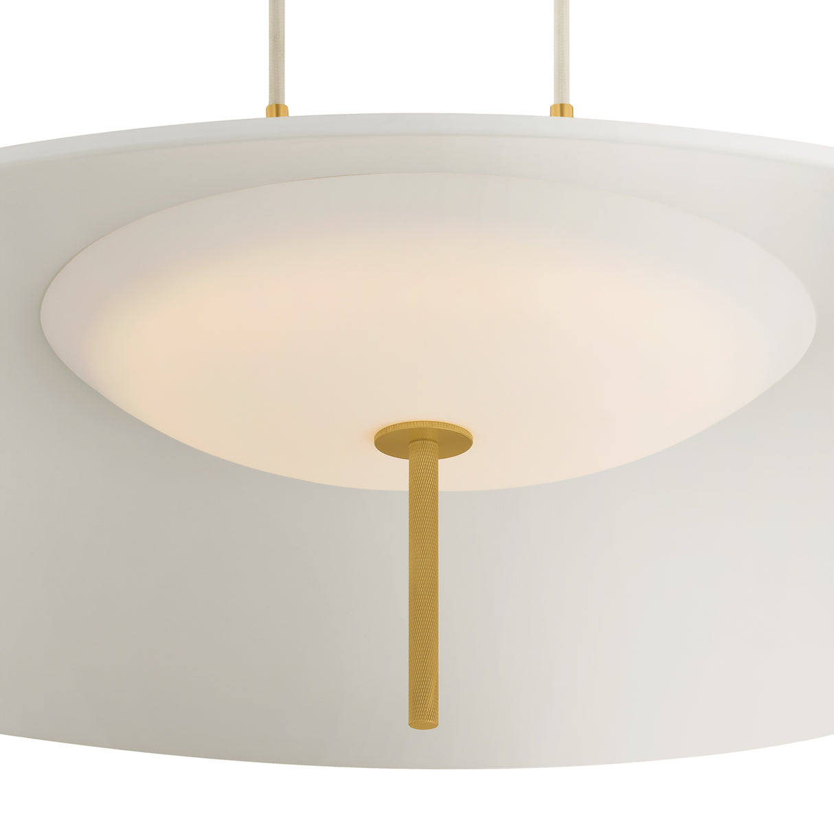 Elow Pull-Down LED Pendant 30", Matte White and Aged Brass