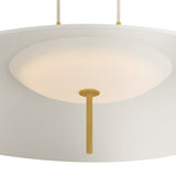 Elow Pull-Down LED Pendant 30", Matte White and Aged Brass