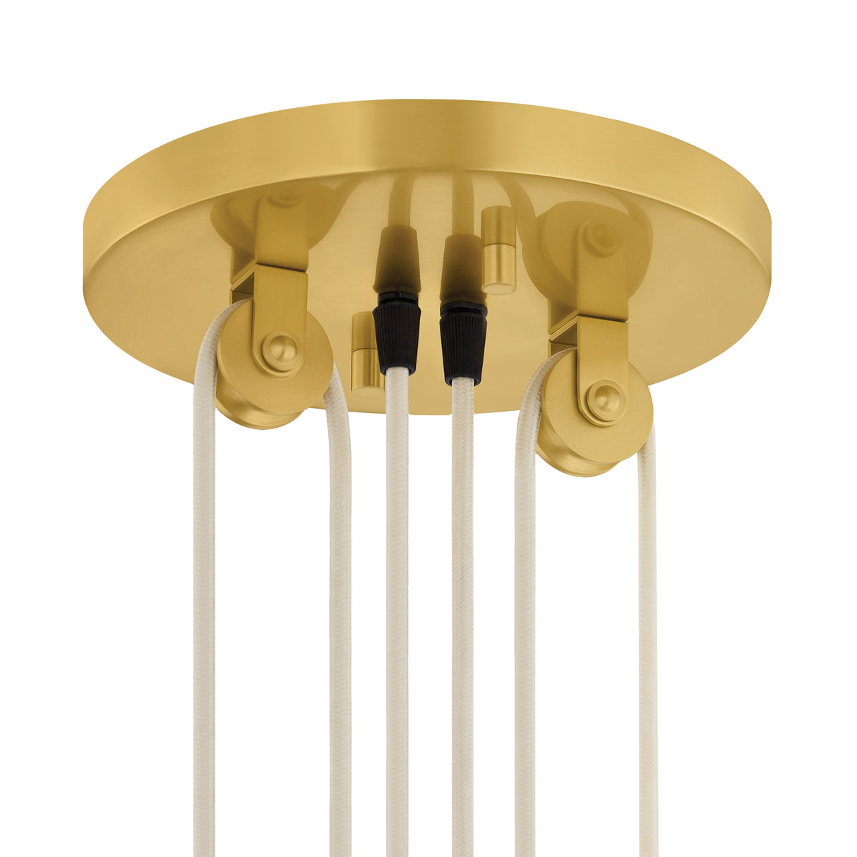 Elow Pull-Down LED Pendant 30", Matte White and Aged Brass