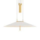 Elow Pull-Down LED Pendant 30", Matte White and Aged Brass