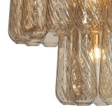 Petronella Two-Tier Chandelier 27", Gold Leaf and Smoke Taupe Swirled Glass