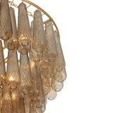 Petronella Four-Tier Chandelier 46", Gold Leaf and Smoke Taupe Swirled Glass