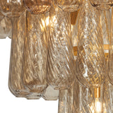 Petronella Four-Tier Chandelier 46", Gold Leaf and Smoke Taupe Swirled Glass