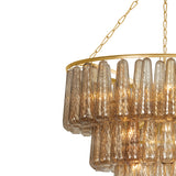 Petronella Four-Tier Chandelier 46", Gold Leaf and Smoke Taupe Swirled Glass