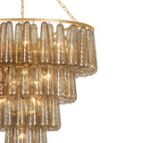 Petronella Four-Tier Chandelier 46", Gold Leaf and Smoke Taupe Swirled Glass
