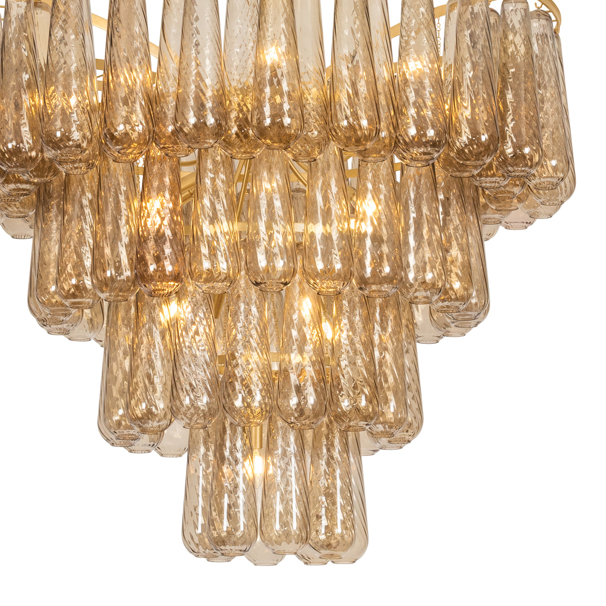 Petronella Four-Tier Chandelier 46", Gold Leaf and Smoke Taupe Swirled Glass