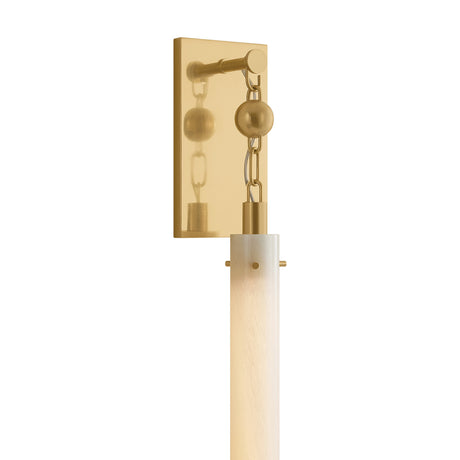 Nicolette LED Wall Sconce 35", Vintage Brass and Seeded Cloud Glass