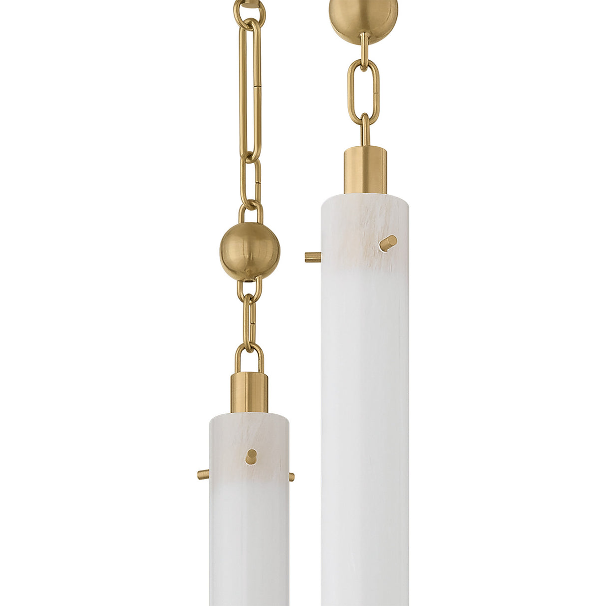 Nicolette LED Chandelier 28", Vintage Brass and Seeded Cloud Glass