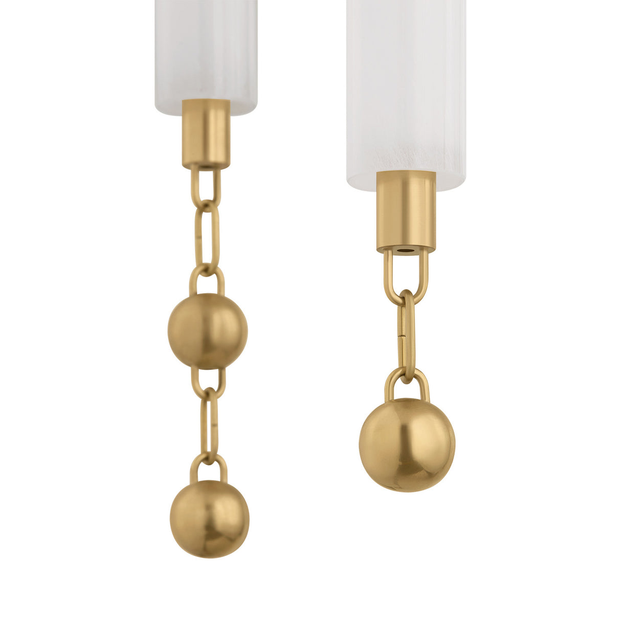 Nicolette LED Chandelier 28", Vintage Brass and Seeded Cloud Glass