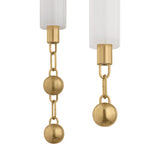 Nicolette LED Chandelier 28", Vintage Brass and Seeded Cloud Glass