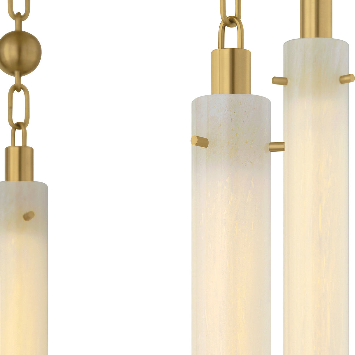 Nicolette LED Chandelier 28", Vintage Brass and Seeded Cloud Glass