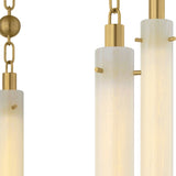 Nicolette LED Chandelier 28", Vintage Brass and Seeded Cloud Glass