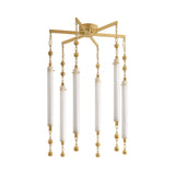 Nicolette LED Chandelier 28", Vintage Brass and Seeded Cloud Glass