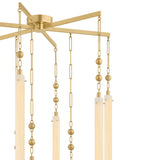 Nicolette LED Chandelier 40", Vintage Brass and Seeded Cloud Glass