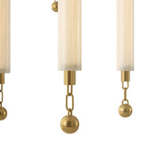 Nicolette LED Chandelier 40", Vintage Brass and Seeded Cloud Glass