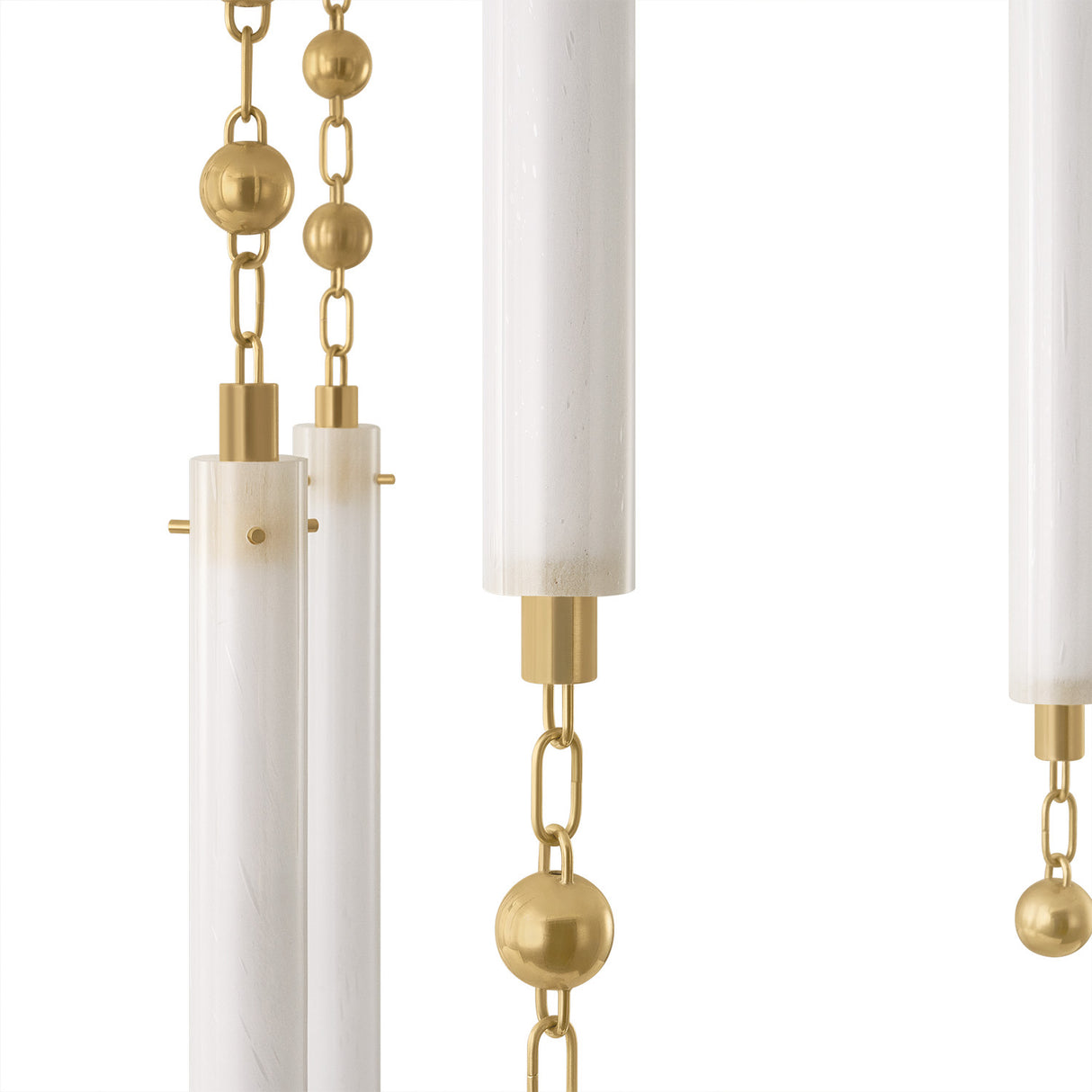 Nicolette LED Chandelier 40", Vintage Brass and Seeded Cloud Glass