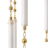 Nicolette LED Chandelier 40", Vintage Brass and Seeded Cloud Glass