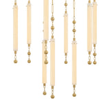 Nicolette LED Chandelier 40", Vintage Brass and Seeded Cloud Glass