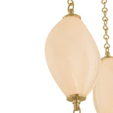 Opalina LED Chandelier 30", Vintage Brass and Seeded Cloud Glass