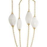 Opalina LED Chandelier 30", Vintage Brass and Seeded Cloud Glass