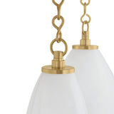 Opalina LED Chandelier 30", Vintage Brass and Seeded Cloud Glass