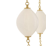 Opalina LED Chandelier 39", Vintage Brass and Seeded Cloud Glass