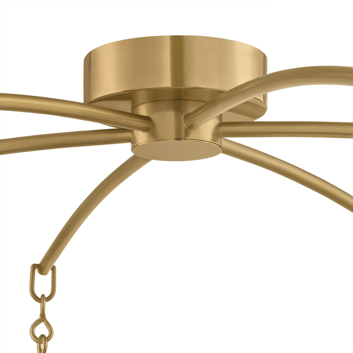 Opalina LED Chandelier 39", Vintage Brass and Seeded Cloud Glass