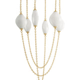 Opalina LED Chandelier 39", Vintage Brass and Seeded Cloud Glass