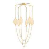 Opalina LED Chandelier 39", Vintage Brass and Seeded Cloud Glass
