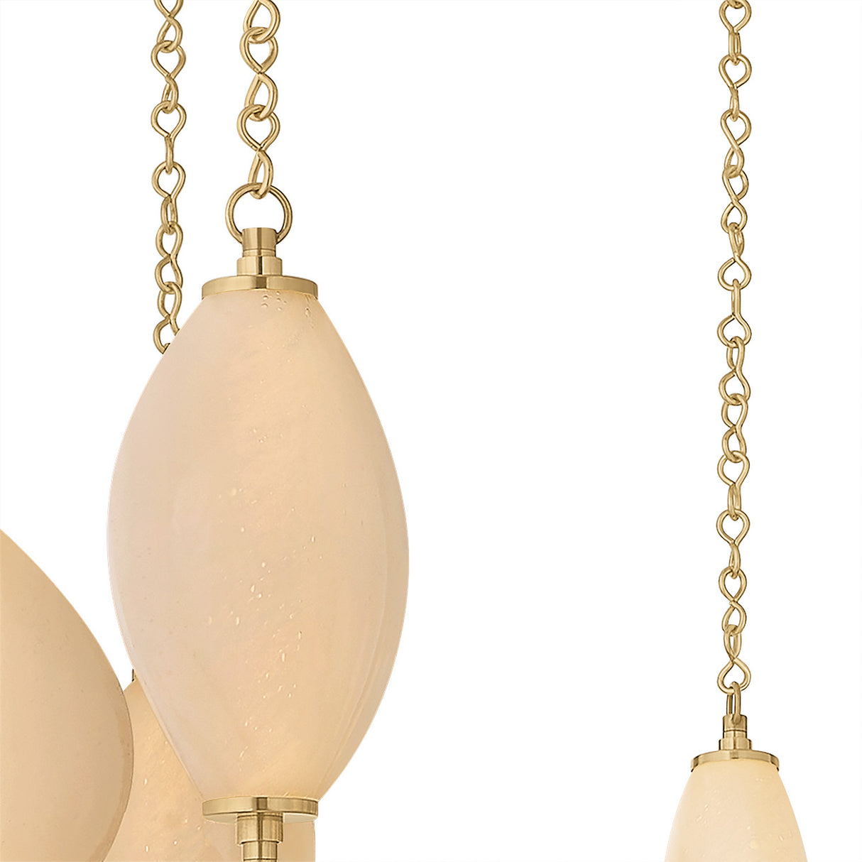 Opalina LED Chandelier 54", Vintage Brass and Seeded Cloud Glass