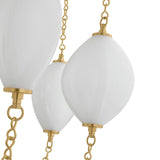 Opalina LED Chandelier 54", Vintage Brass and Seeded Cloud Glass