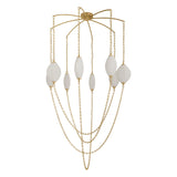 Opalina LED Chandelier 54", Vintage Brass and Seeded Cloud Glass