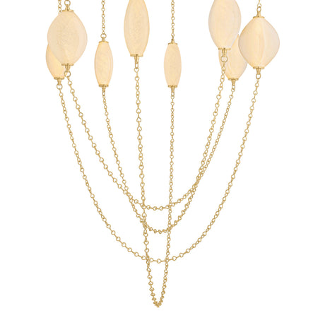 Opalina LED Chandelier 54", Vintage Brass and Seeded Cloud Glass