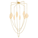 Opalina LED Chandelier 54", Vintage Brass and Seeded Cloud Glass