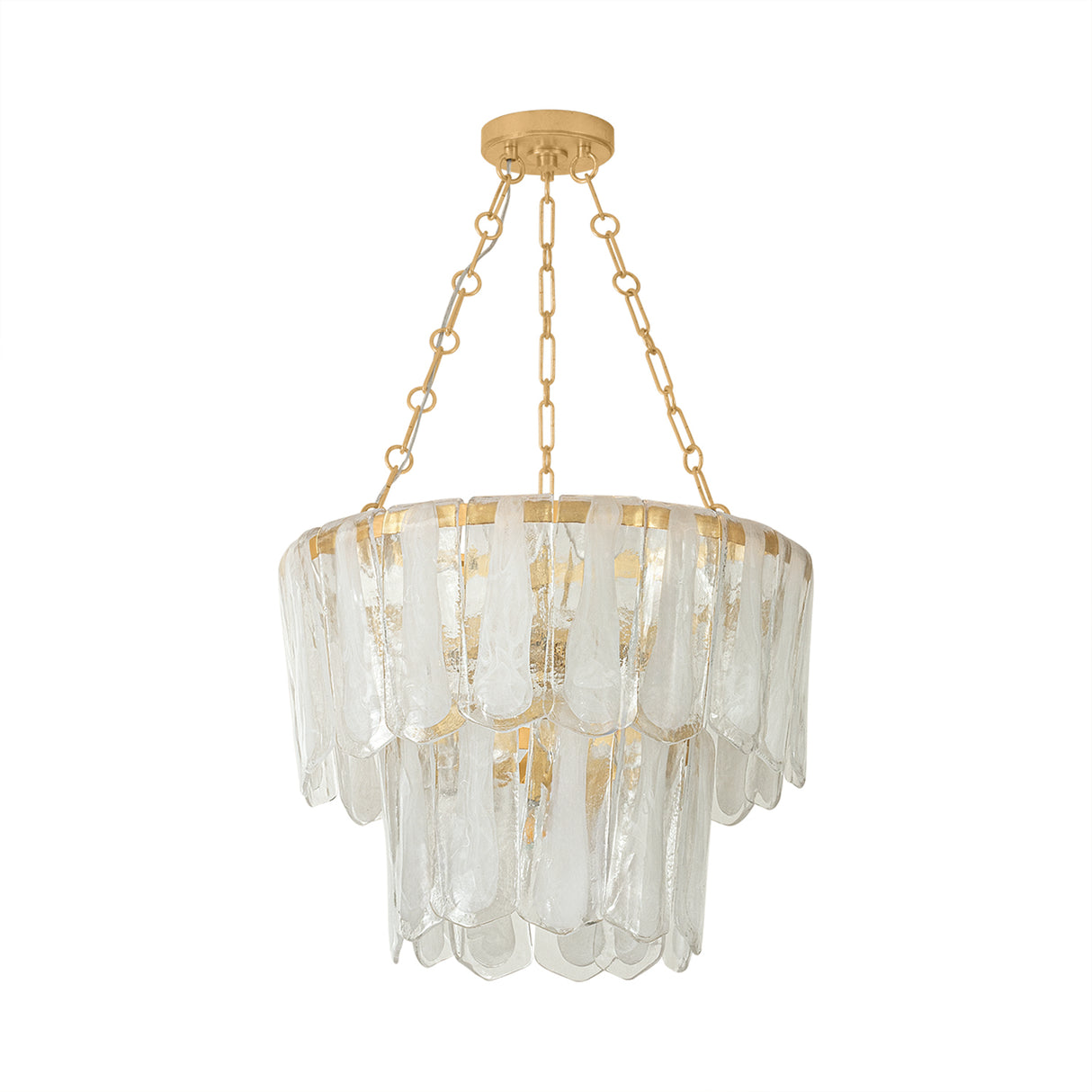 Courtney Two-Tier Chandelier 26", Gold Leaf and Piastra Glass
