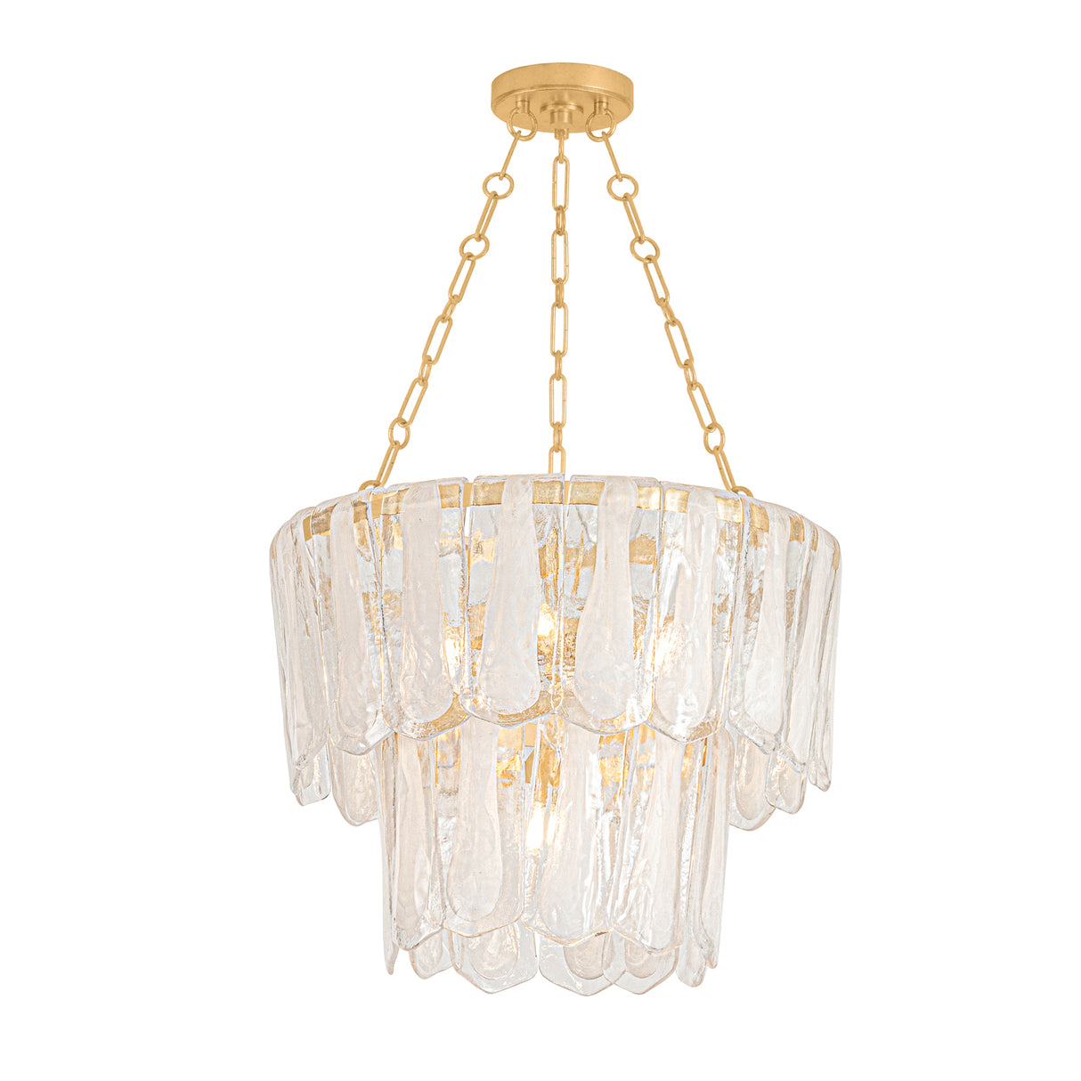 Courtney Two-Tier Chandelier 26", Gold Leaf and Piastra Glass