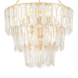 Courtney Three-Tier Chandelier 34", Gold Leaf and Piastra Glass