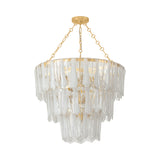 Courtney Three-Tier Chandelier 34", Gold Leaf and Piastra Glass