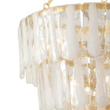 Courtney Three-Tier Chandelier 34", Gold Leaf and Piastra Glass
